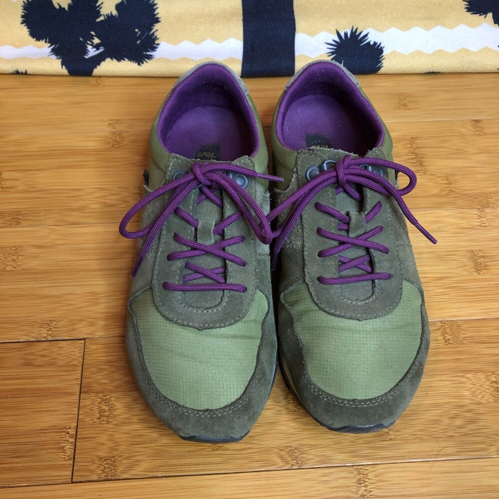 Teva Women's 84's Highside Vintage Style Size 9 Shoes Olive Green Purple Trail - Picture 4 of 7